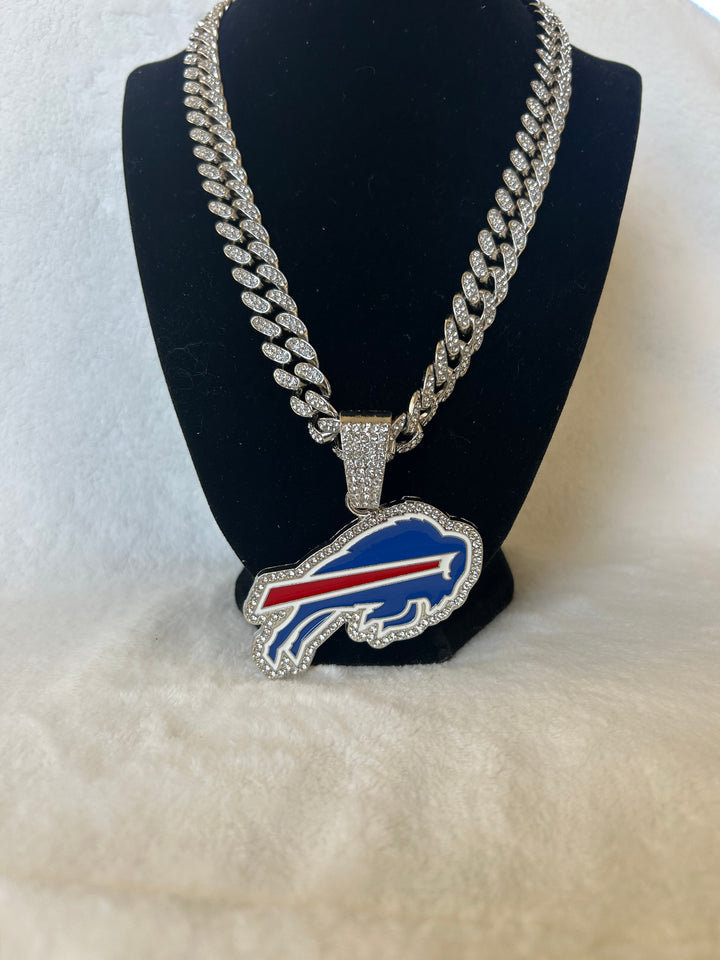Buffalo Bills Men’s Large Silver Iced Cuban Chain 24”, US SHIP - EB Sports Championship Rings