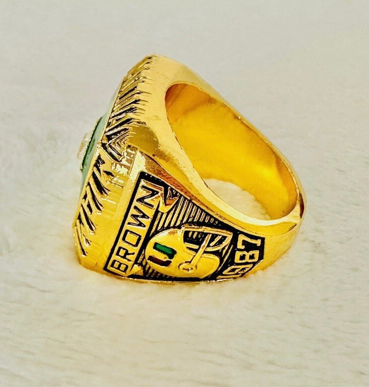 1987 Miami Hurricanes NCAA 18k GP Brass Championship Ring, US SHIP