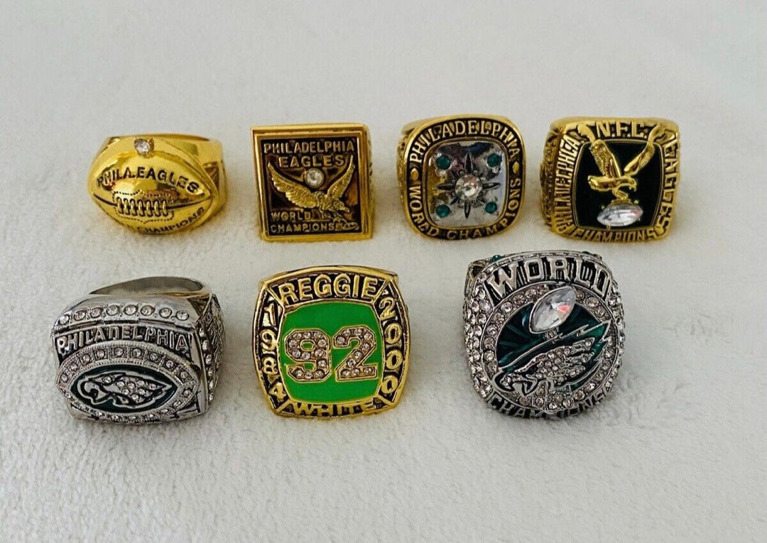 7 PCS Philadelphia Eagles Super Bowl Ring Set - EB Sports Championship Rings