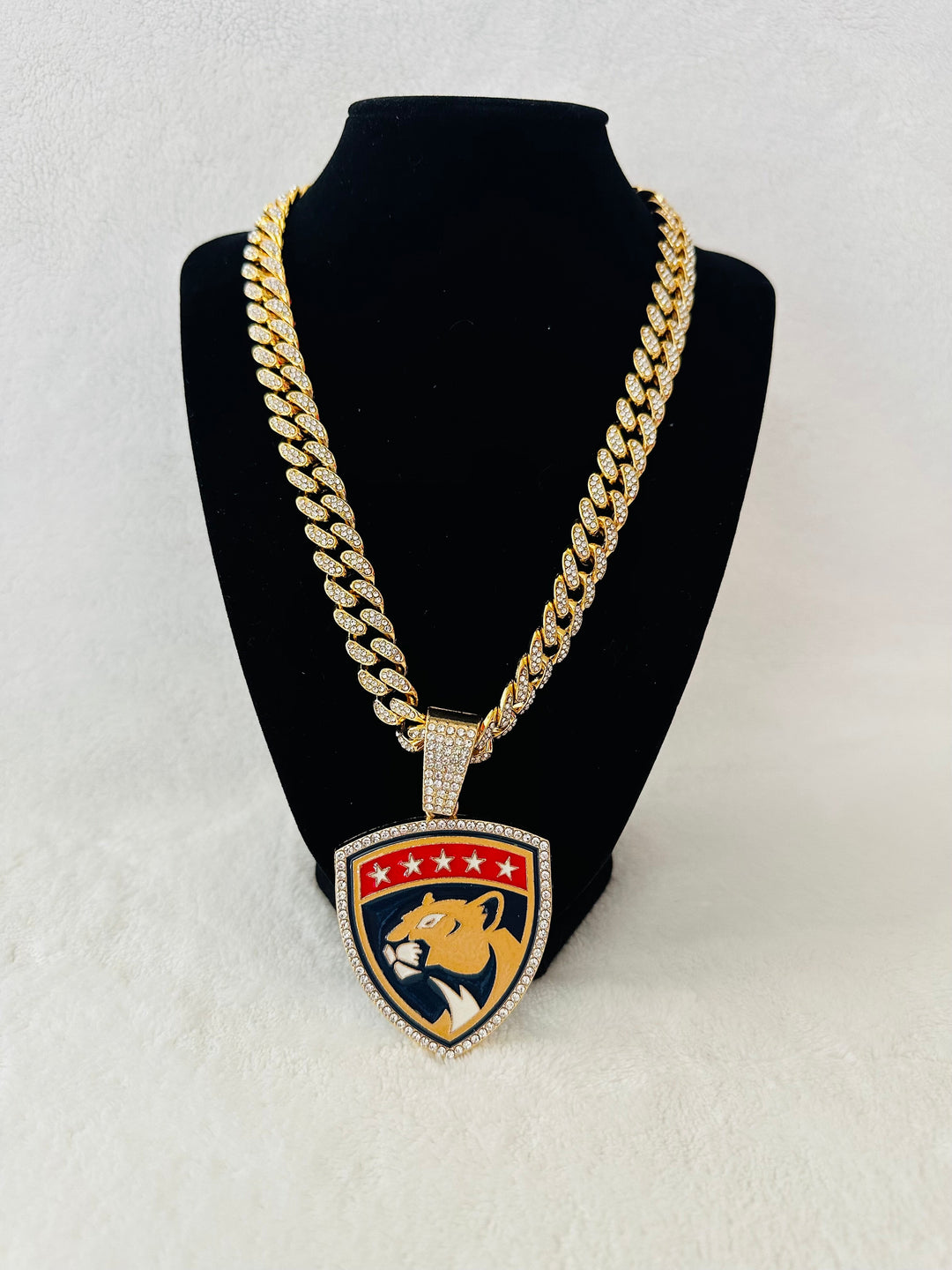 Florida Panthers Large Gold Iced Cuban Chain 20” - EB Sports Championship Rings