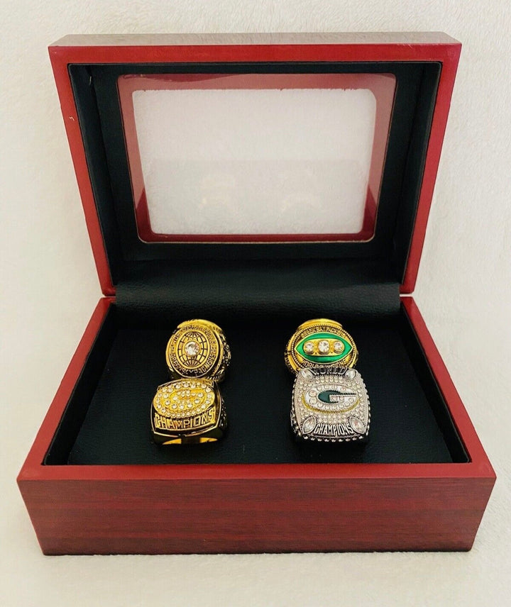 4 PCS Green Bay Packers Super Bowl Ring SET W Case, US SHIP - EB Sports Championship Rings
