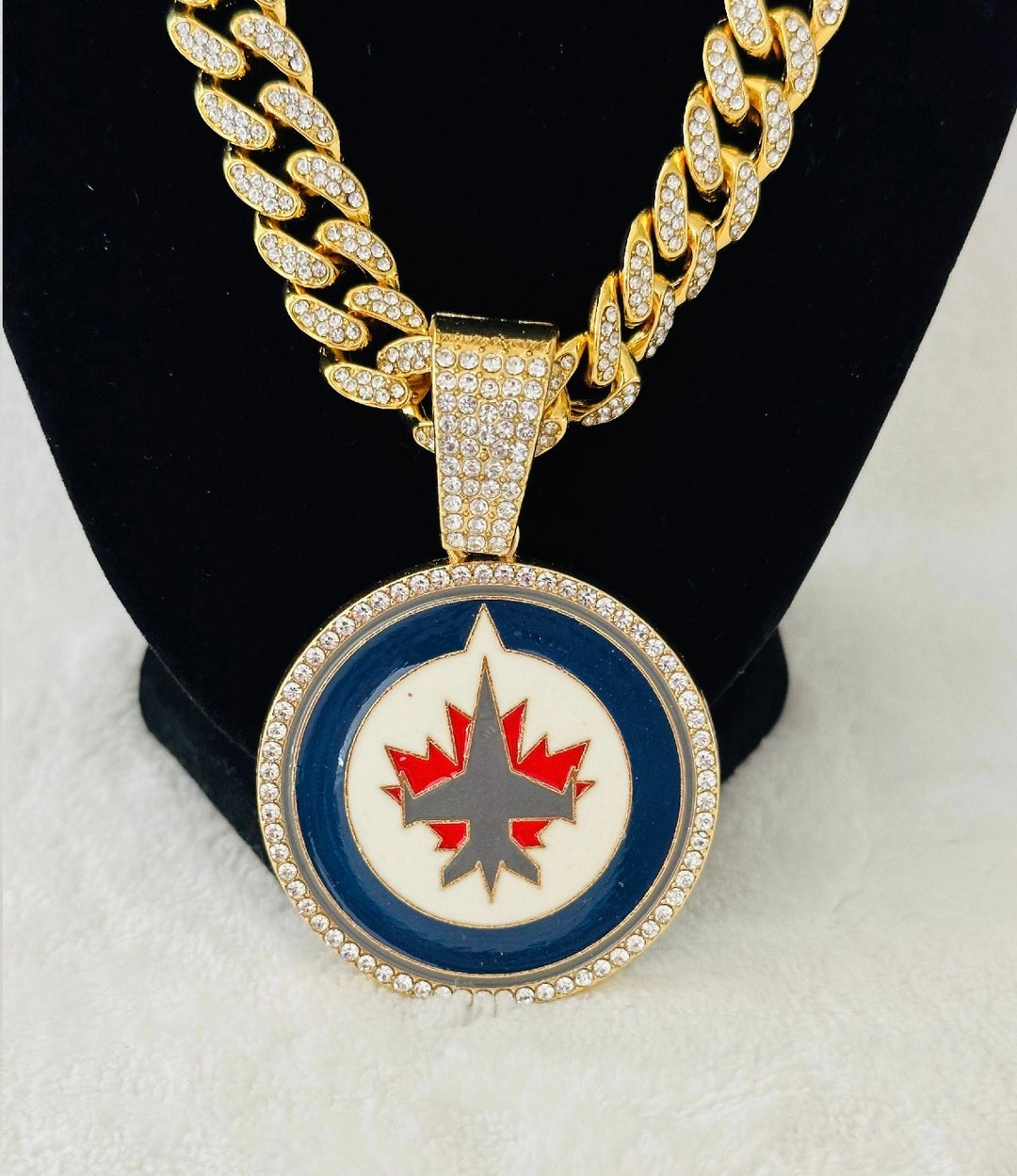 Winnipeg Jets Gold Iced Cuban Chain 24”, US SHIP