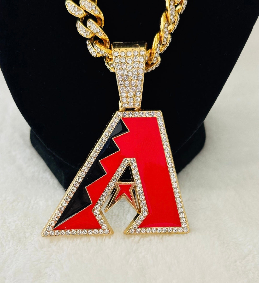 ARIZONA DIAMONDBACKS GEM NECKLACE Gold Bling MLB Pendant &amp; 24" Chain, US SHIP