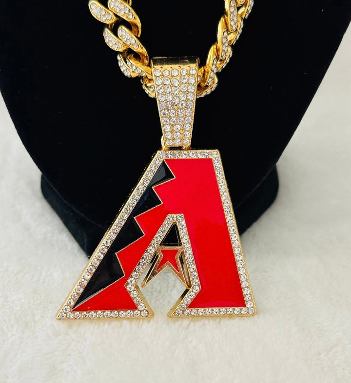 ARIZONA DIAMONDBACKS GEM NECKLACE Gold Bling MLB Pendant &amp; 24" Chain, US SHIP