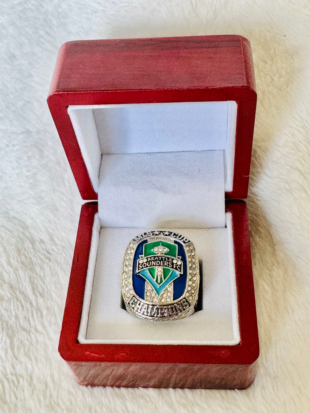 2019 MLS Cup Seattle Sounders Championship Replica Ring with box, Stadium Giveaway - EB Sports Championship Rings