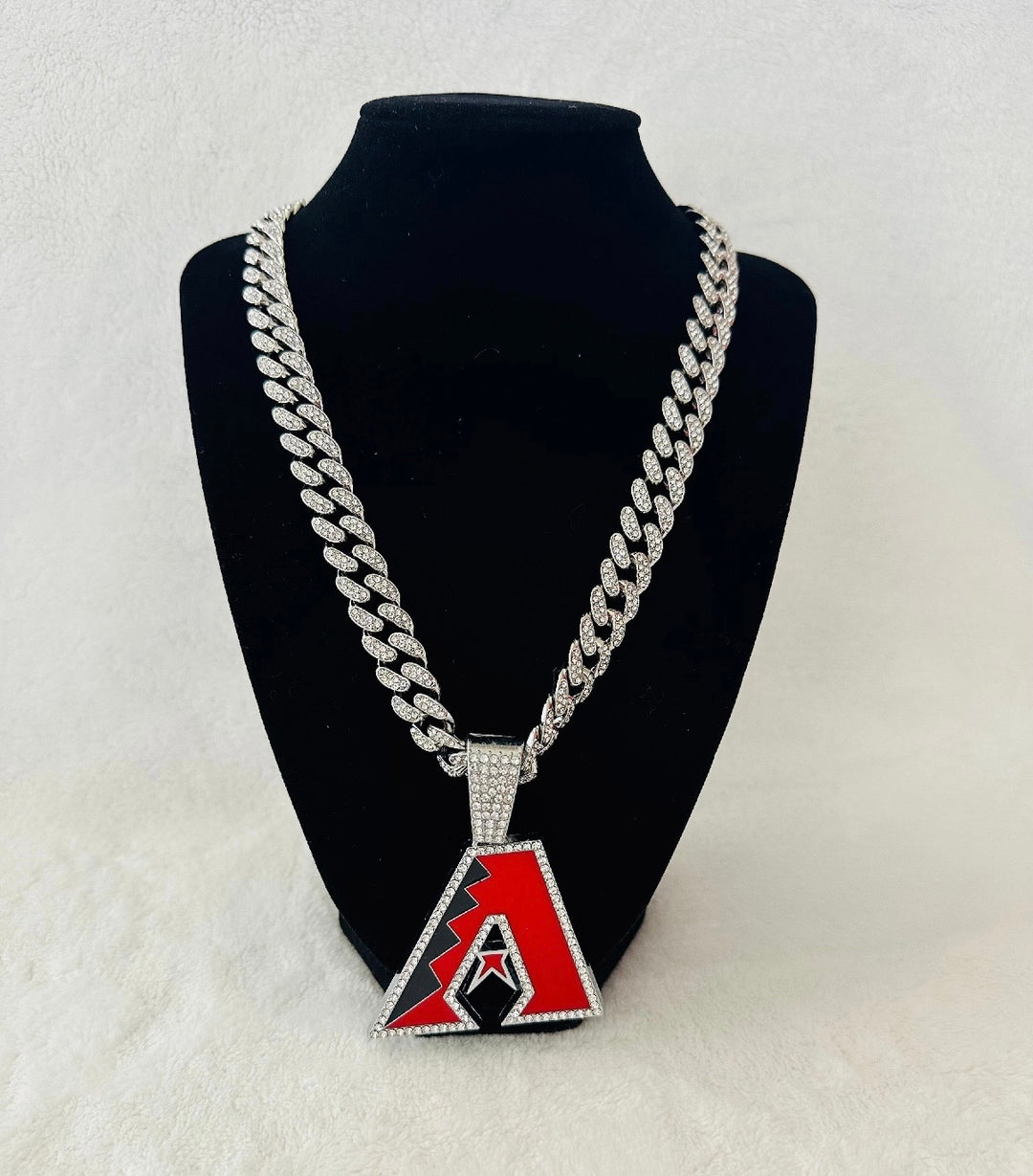 ARIZONA DIAMONDBACKS GEM NECKLACE Silver Bling MLB Pendant &amp; 24" Chain, US SHIP