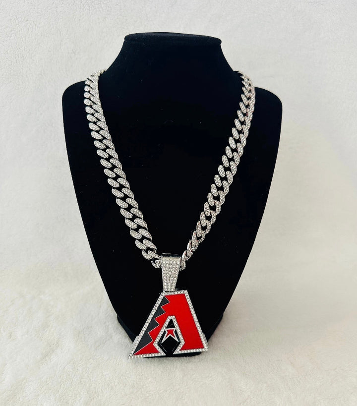 ARIZONA DIAMONDBACKS GEM NECKLACE Silver Bling MLB Pendant &amp; 24" Chain, US SHIP