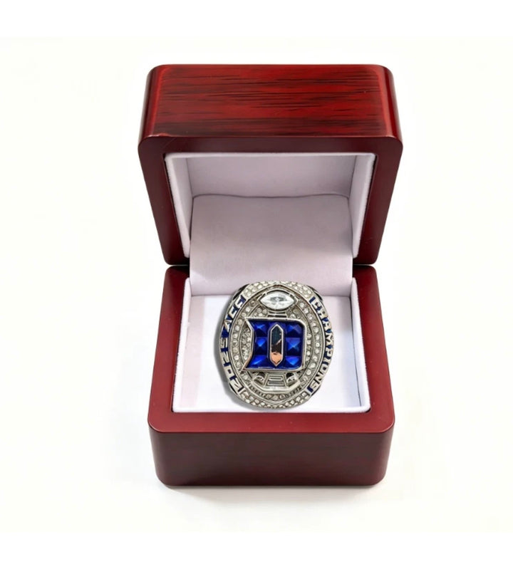2025 Duke ACC Championship ring with wooden display box