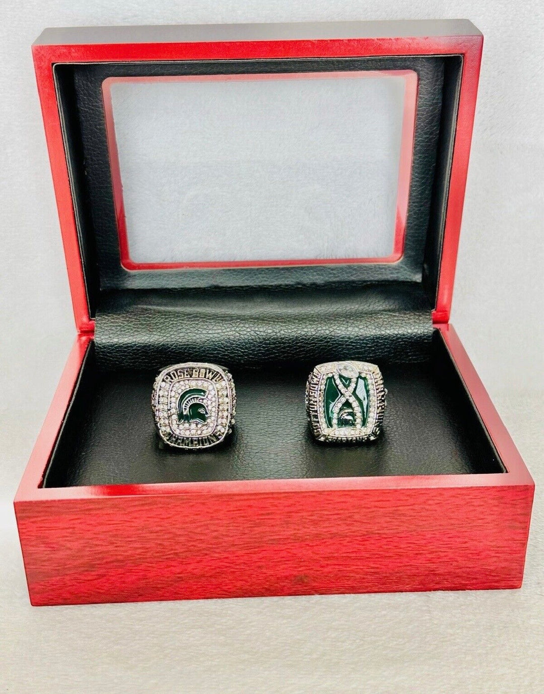 2 PCS 2015 Michigan State Spartans Championship Ring Set with box, US Ship