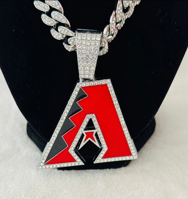 ARIZONA DIAMONDBACKS GEM NECKLACE Silver Bling MLB Pendant &amp; 24" Chain, US SHIP