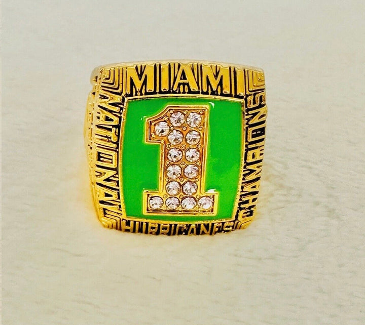 1989 Miami Hurricanes NCAA 18k GP Brass Championship Ring with box, US SHIP