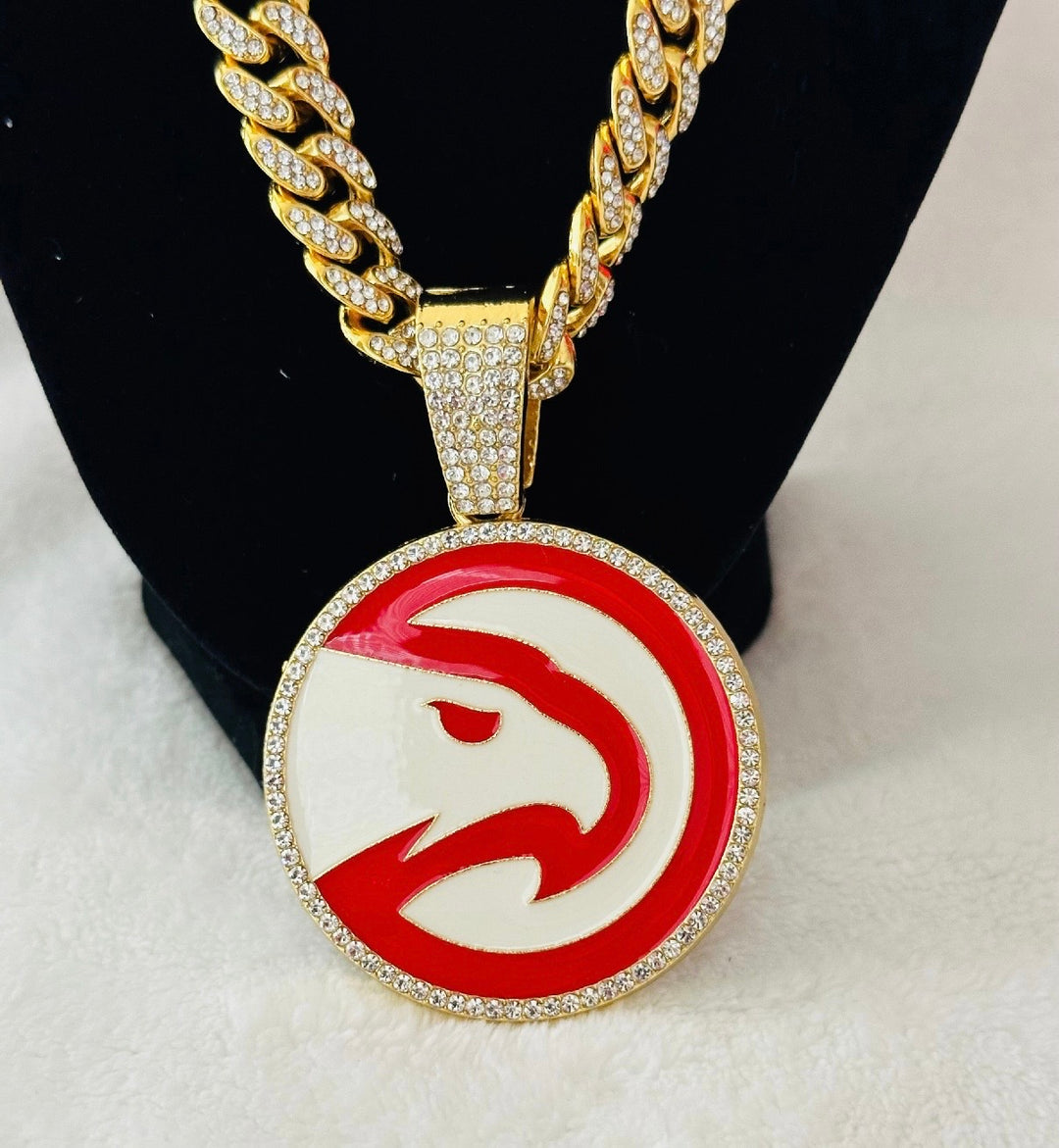 Atlanta Hawks Large Gold Iced Cuban Chain 24”