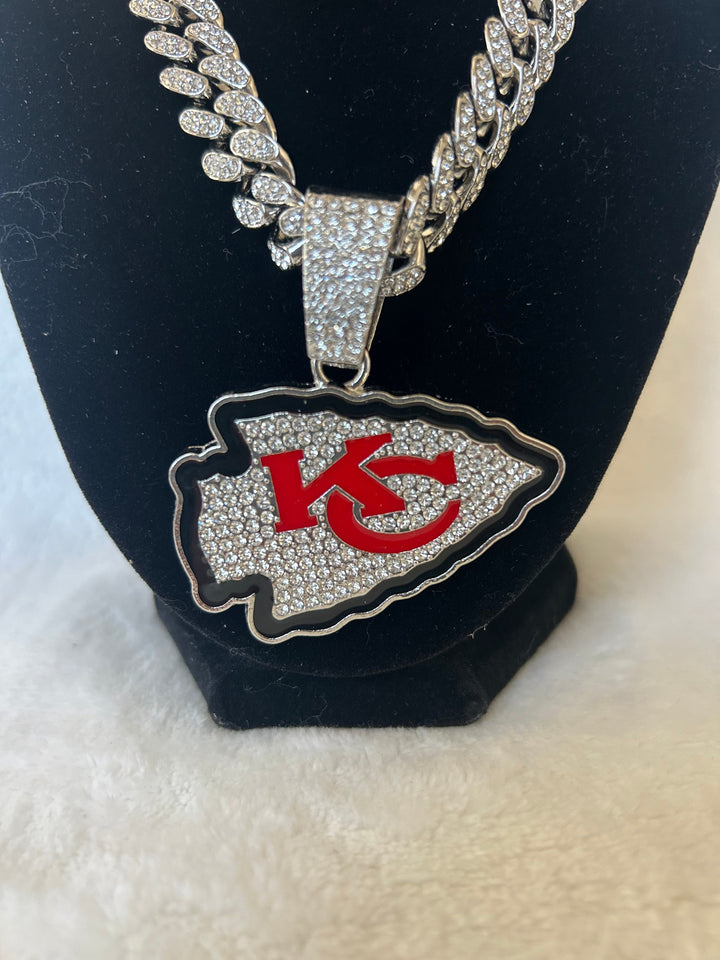 Kansas City Chiefs Men’s Large Silver Iced Cuban Chain 24” - EB Sports Championship Rings