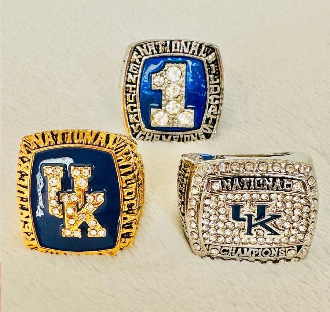 3 PCS Kentucky Wildcats Brass Championship Ring set with box, US SHIP 1996/98/2012