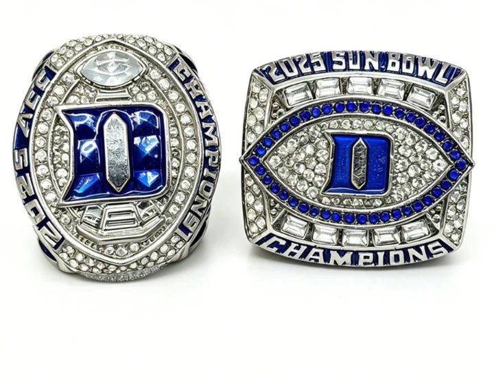 2025 Duke ACC and Sun Bowl Championship ring set with wooden display box