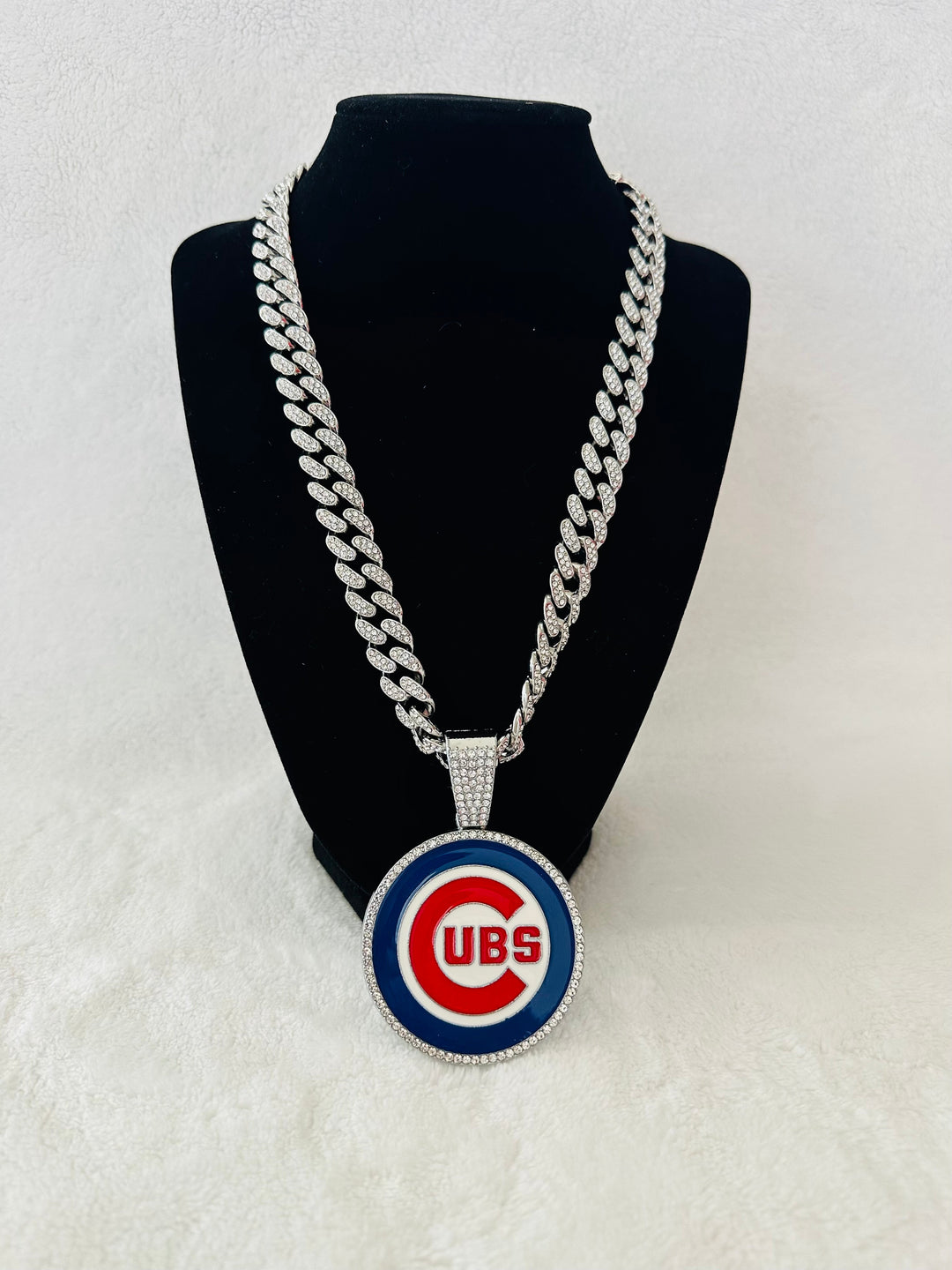 Chicago Cubs Large Silver Iced Cuban Chain 20” - EB Sports Championship Rings