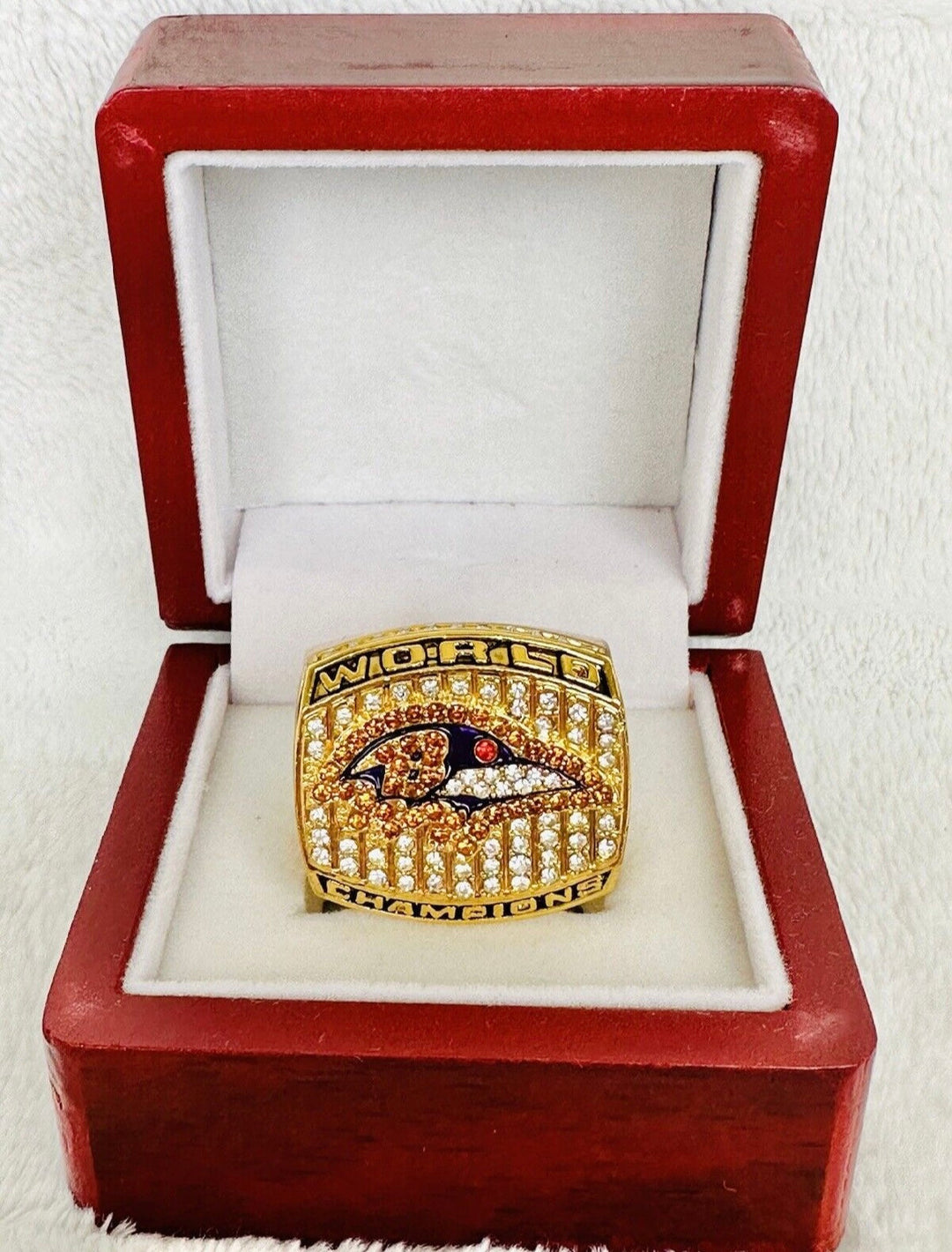 Baltimore Ravens Super Bowl Ring W Box, US Ship NFL 2000 - EB Sports Championship Rings