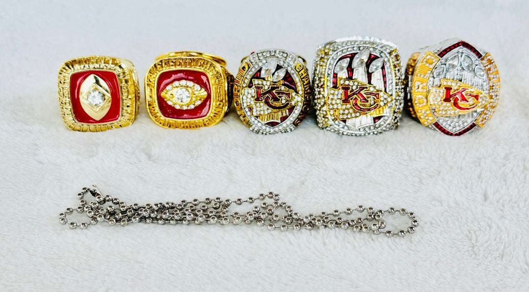 5 PCS Kansas City Chiefs Ultimate Super Bowl Championship Ring SET W Box,  US SHIP - EB Sports Championship Rings