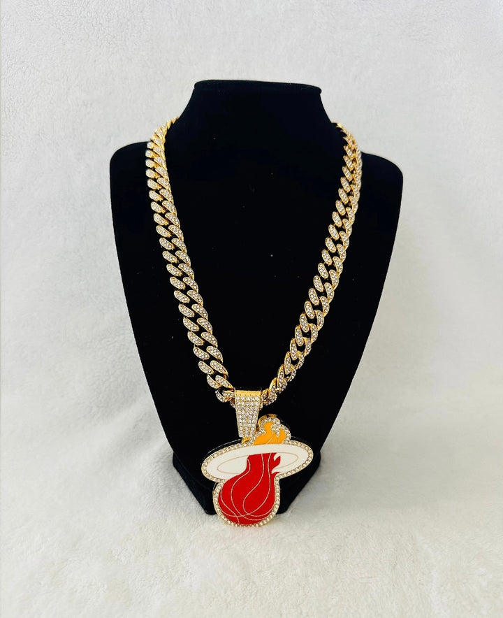 Miami Heat gold Iced Cuban Chain 24”, US SHIP