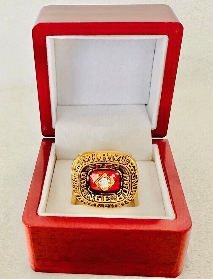 1983 Miami Hurricanes NCAA 18k GP Brass Championship Ring with box, US SHIP