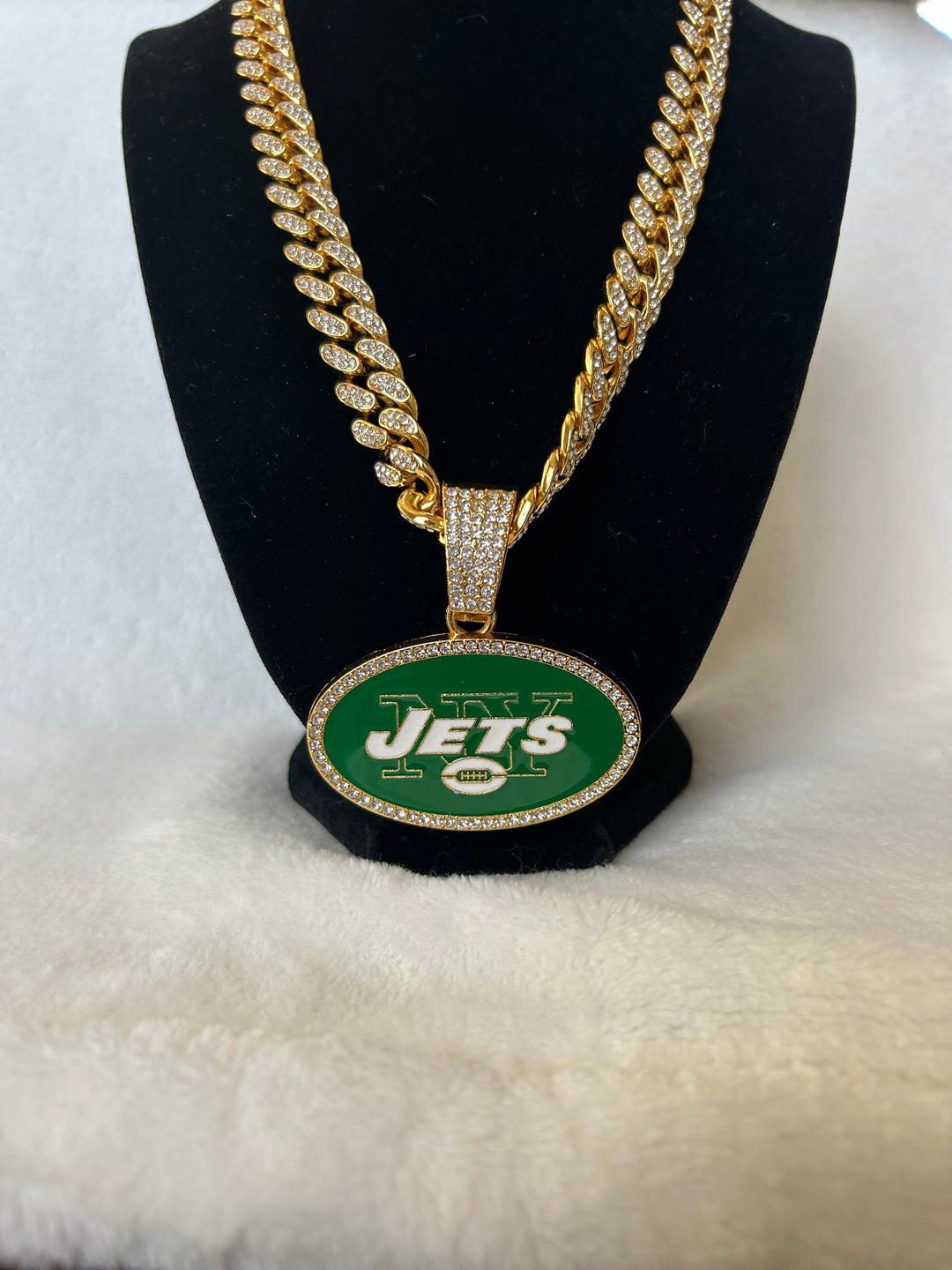 New York Jets Men’s Large Gold Iced Cuban Chain 24” - EB Sports Championship Rings