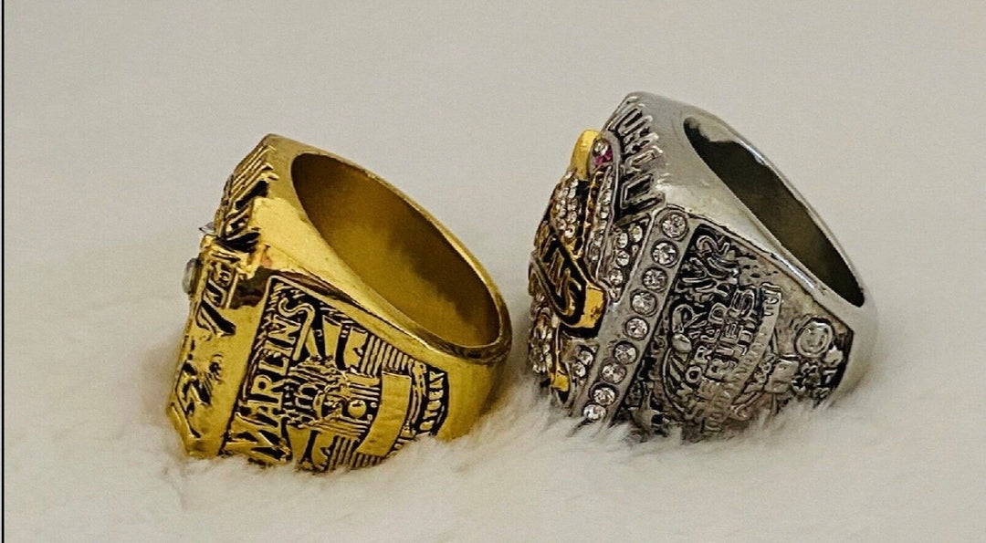 2 PCS Florida Marlins World Series Ring Set with box, US SHIP 1997/2003