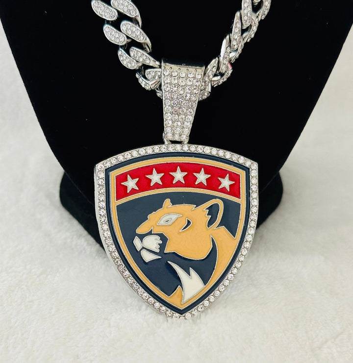 Florida Panthers Large Silver Iced Cuban Chain 24”
