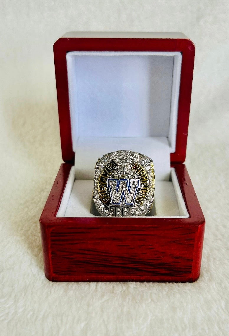 2021 Grey Cup Champions Ring with box Winnipeg Blue Bombers, Canadian Football