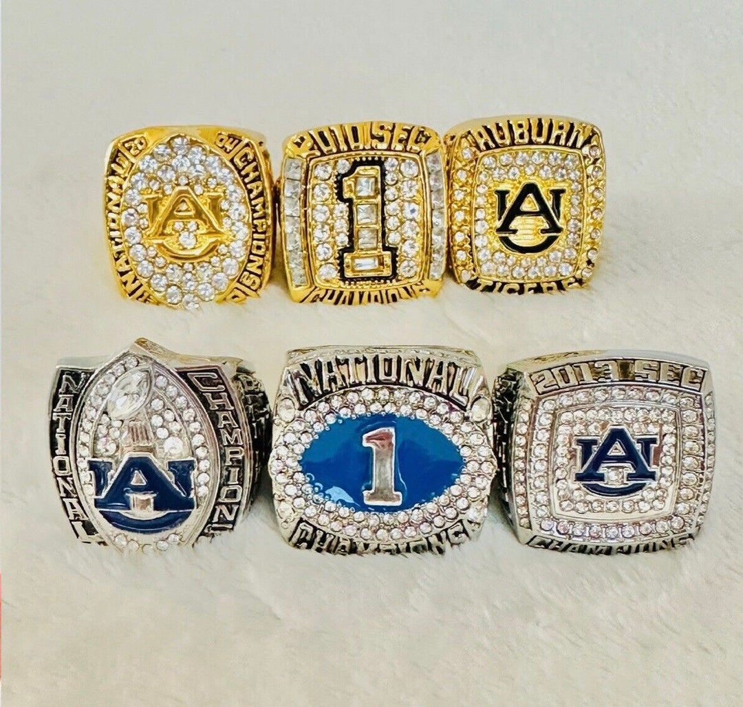 6 PCS Auburn Tigers SEC/NCAA Championship complete Rings set, US SHIP 2004-2013