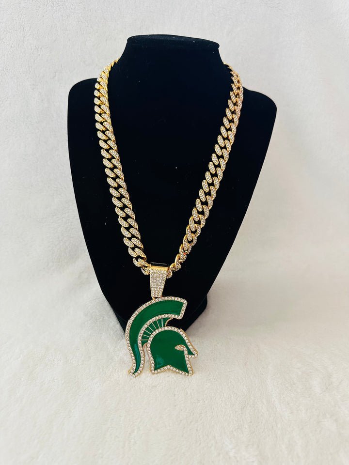 Michigan State Spartans Gold Iced Cuban Chain 24”, US SHIP - EB Sports Championship Rings