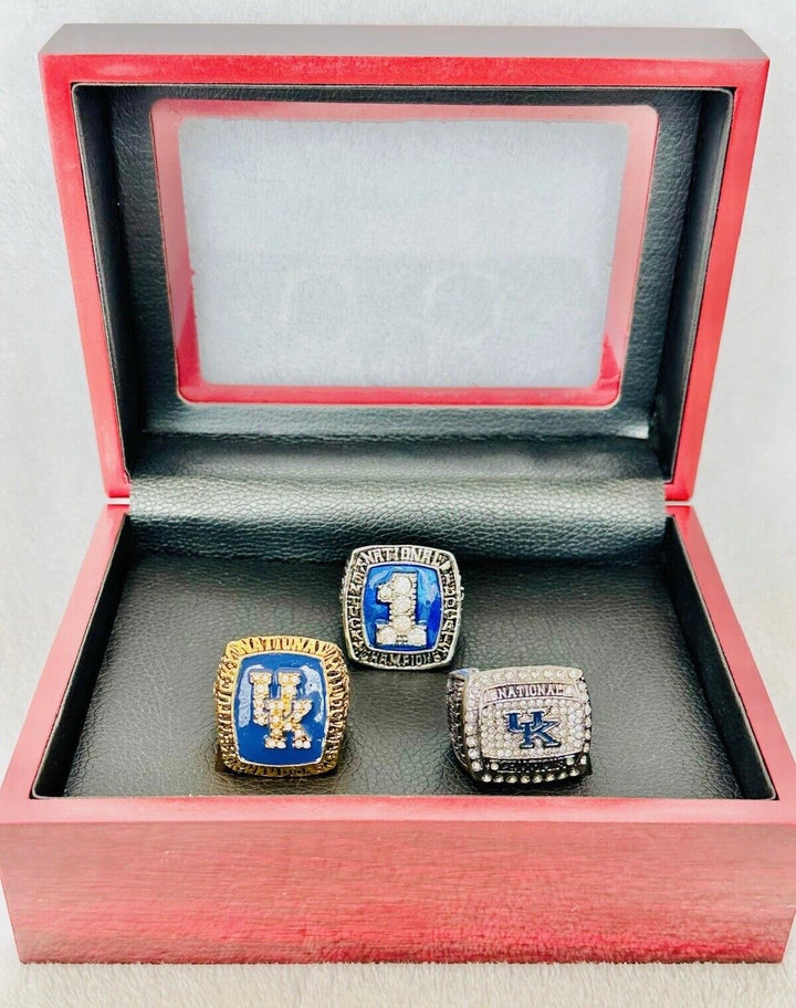 3 PCS Kentucky Wildcats Brass Championship Ring set with box, US SHIP 1996/98/2012