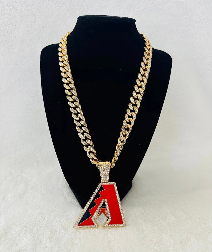 ARIZONA DIAMONDBACKS GEM NECKLACE Gold Bling MLB Pendant &amp; 24" Chain, US SHIP