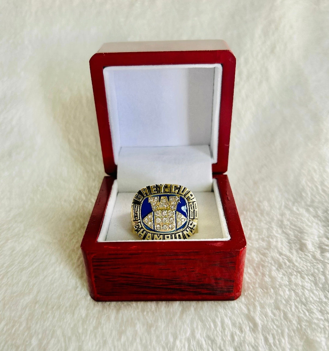 1988 Grey Cup Champions Ring with box Winnipeg Blue Bombers, Canadian Football