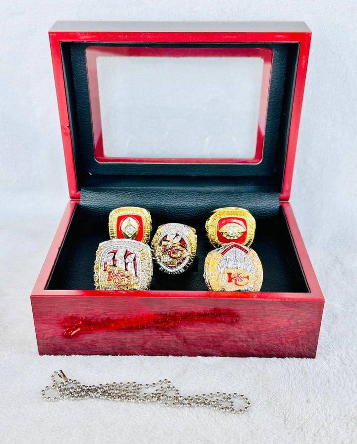 5 PCS Kansas City Chiefs Ultimate Super Bowl Championship Ring SET W Box,  US SHIP - EB Sports Championship Rings