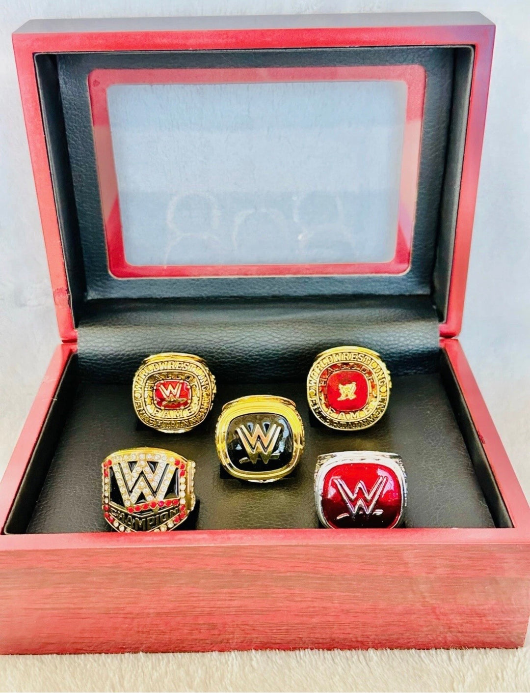 5 PCS WWE World Wrestling Hall Of Fame Championship Ring Set with box, US Ship