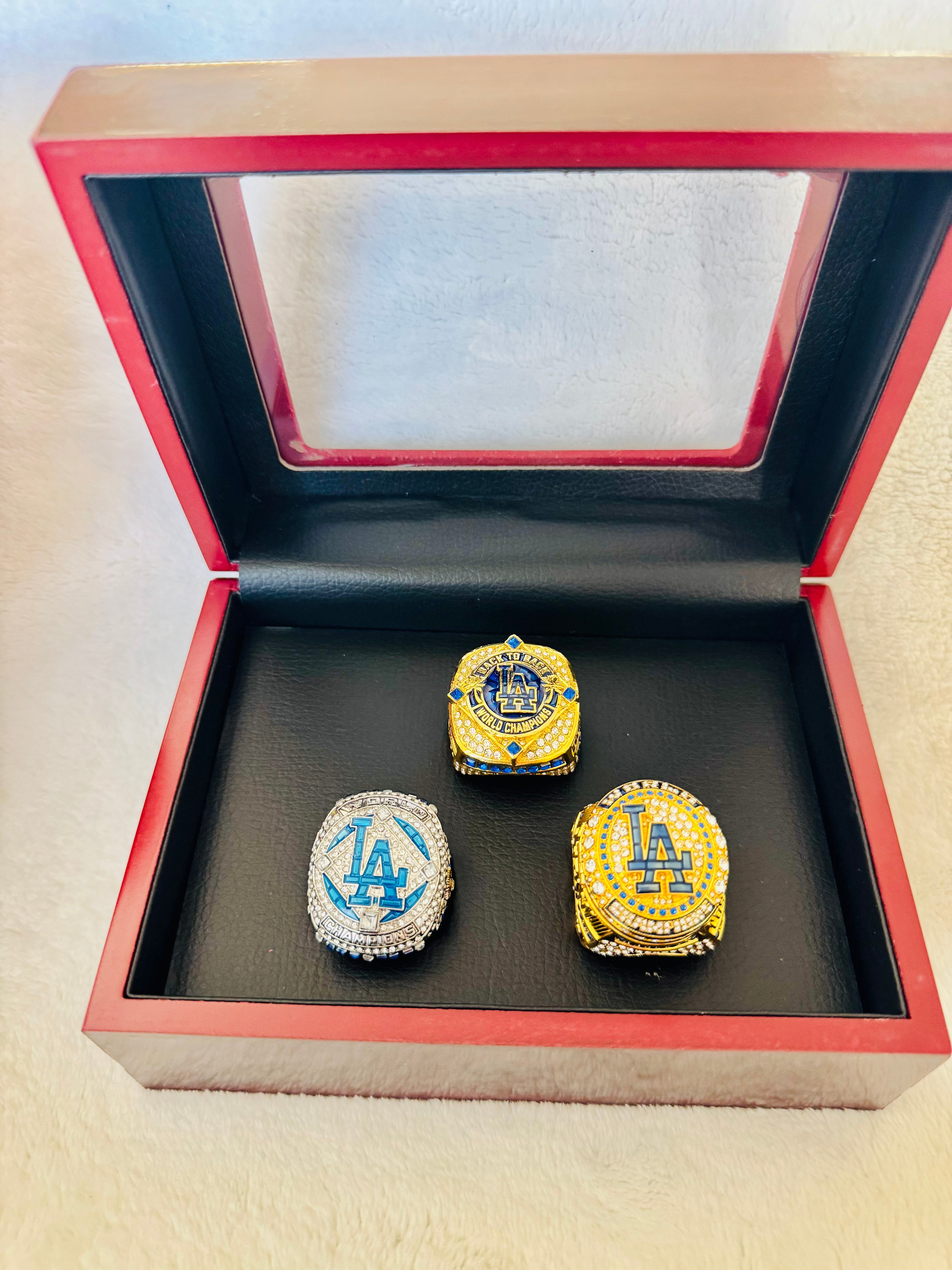 3 PCS LA Dodgers World Series Rings limited edition set with box 2020/24/25 - EB Sports Championship Rings