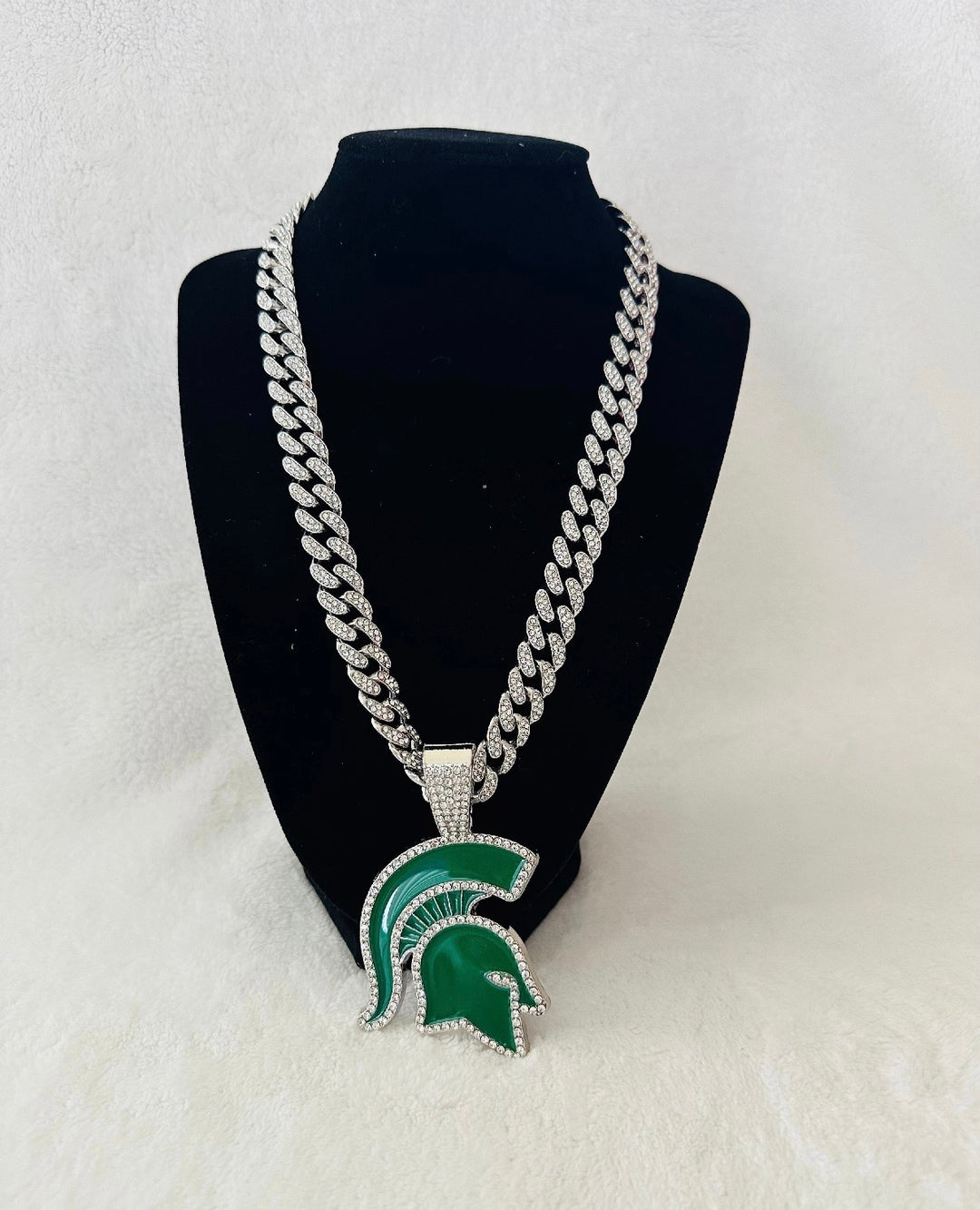 Michigan State Spartans Necklace, Pendant 24” Silver Chain Sports Chain, US SHIP