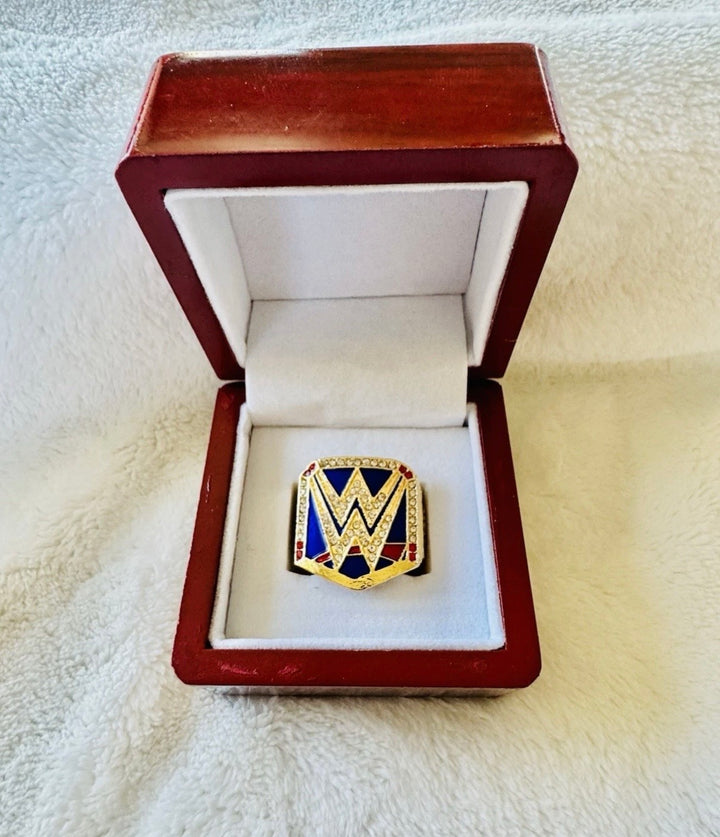 WWE World Wrestling Hall Of Fame Blue Championship Ring with box, US SHIP