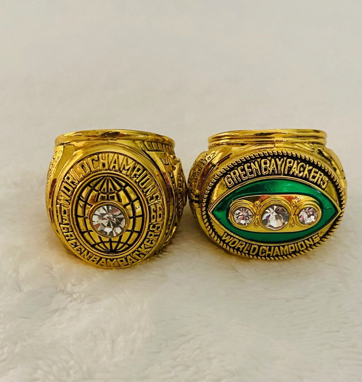 2PCS Green Bay Packers Super Bowl Ring SET, US SHIP. 1966/67 - EB Sports Champion&