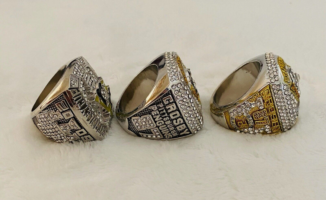 3 PCS Pittsburgh Penguins 18k GP Championship Ring Set,  SHIP - EB Sports Champion&