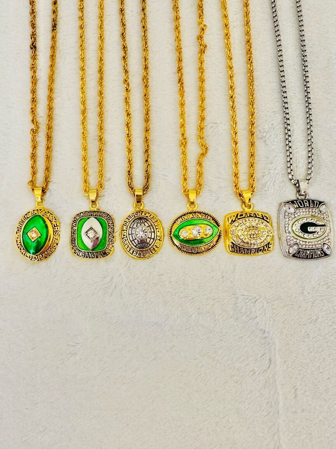 6 PCS Green Bay Packers Aaron Rodgers Championship Pendant Necklace, US SHIP - EB Sports Champion&