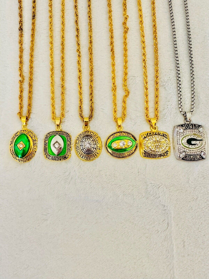 6 PCS Green Bay Packers Aaron Rodgers Championship Pendant Necklace, US SHIP - EB Sports Champion&