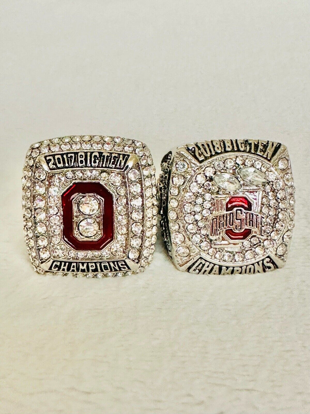 2 PCS Ohio State Big Ten Championship Ring Set, US SHIP 2017/18 back to back - EB Sports Champion's Cache