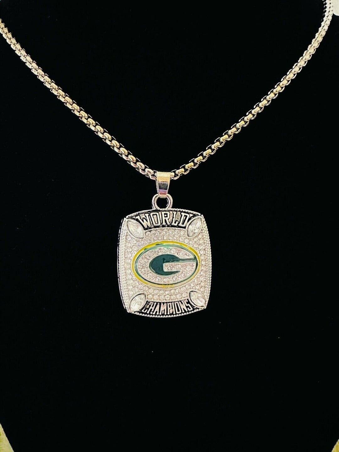 Green Bay Packers Aaron Rodgers Championship Pendant Necklace, US SHIP - EB Sports Champion&