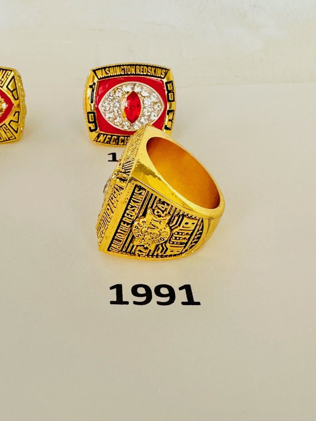 Washington Commanders championship ring from EBSportsRings.com, featuring detailed NFL football fan memorabilia.