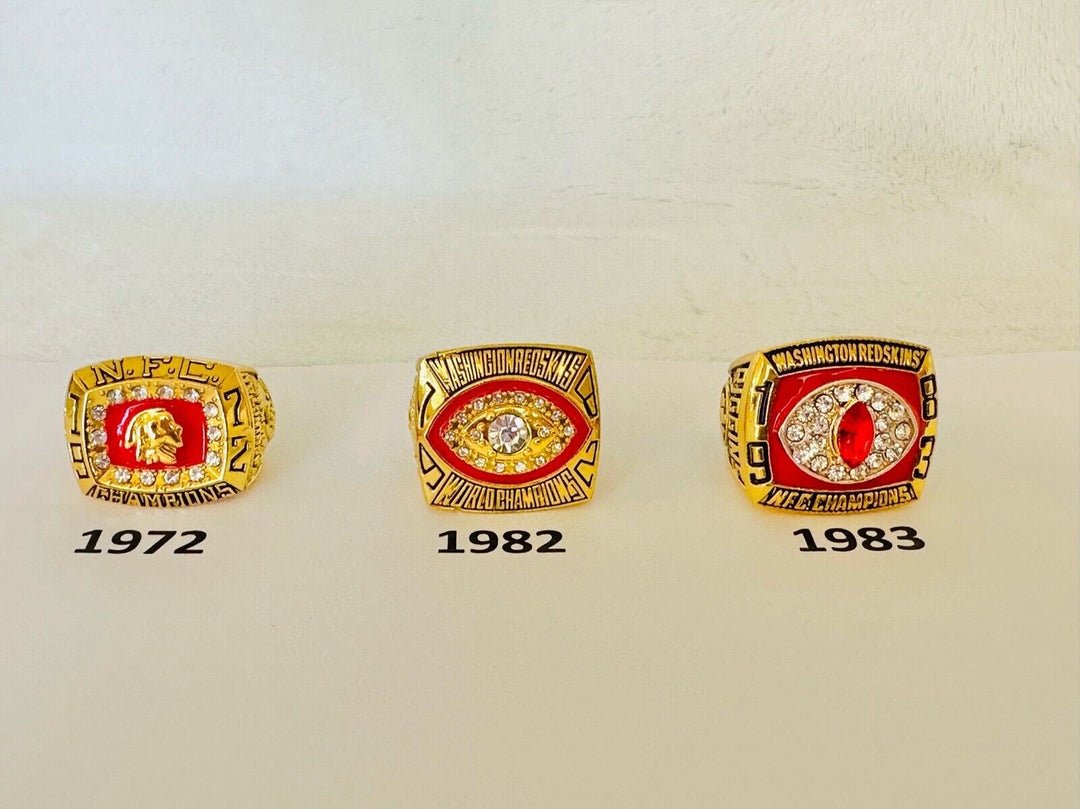 Washington Commanders championship ring with team logo and intricate details, representing NFL fan memorabilia.