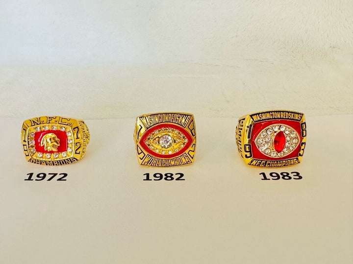 Washington Commanders championship ring with team logo and intricate details, representing NFL fan memorabilia.