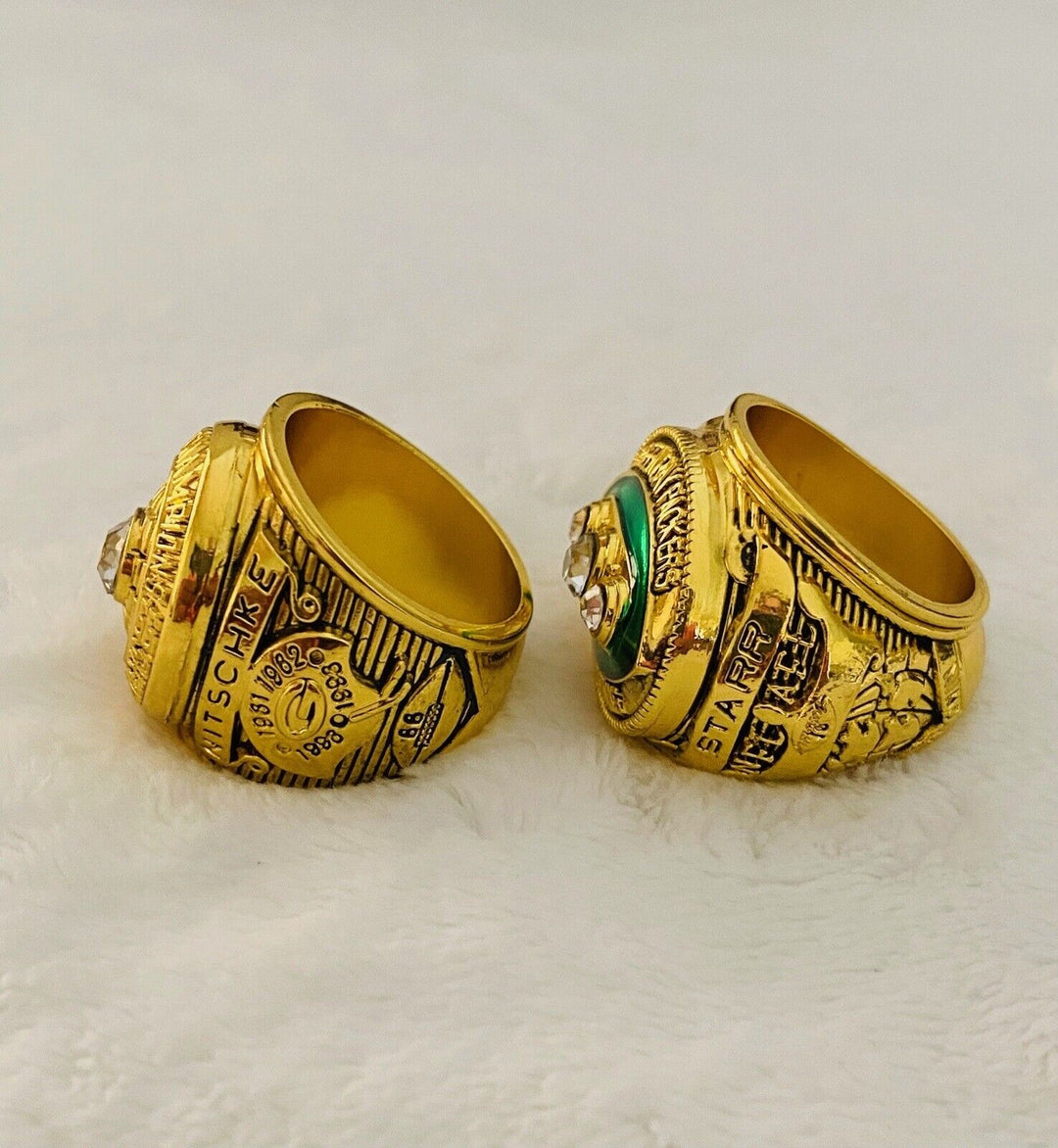 2PCS Green Bay Packers Super Bowl Ring SET, US SHIP. 1966/67 - EB Sports Champion&
