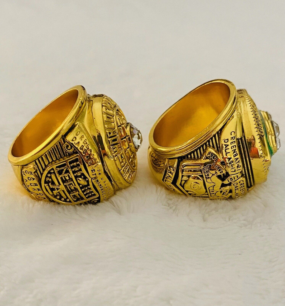 2PCS Green Bay Packers Super Bowl Ring SET, US SHIP. 1966/67 - EB Sports Champion&