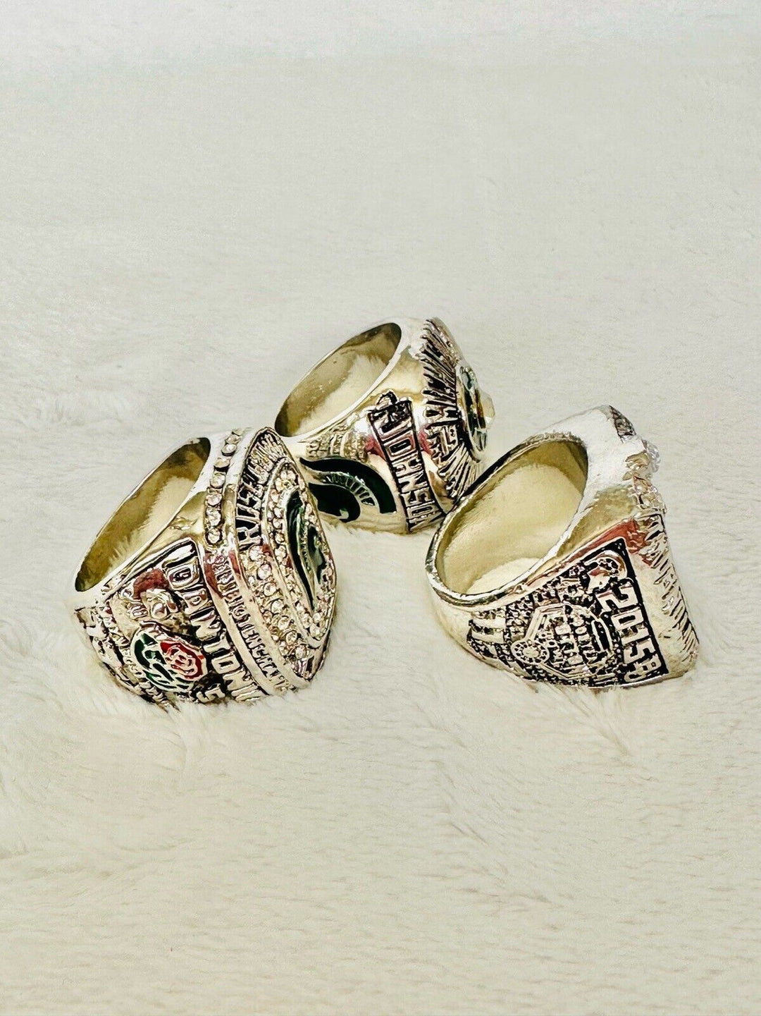 3 PCS Michigan State Spartans Championship Ring Set, US Ship - EB Sports Champion&